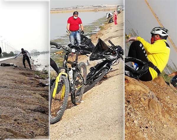 پاک سازی ساحل دریاچه نمک بندرماهشهر توسط هیئت دوچرخه سواری پتروشیمی امیرکبیر