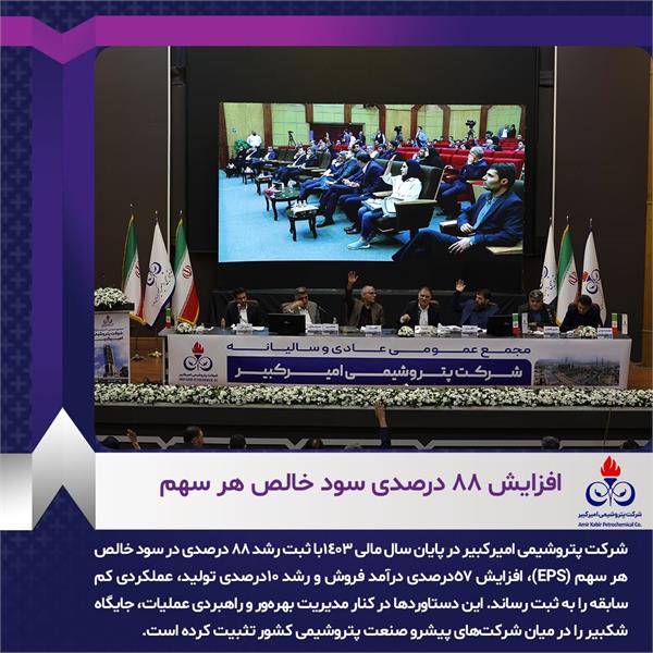 افزایش ۸۸ درصدی سود خالص هر سهم در سال ۱۴۰۳